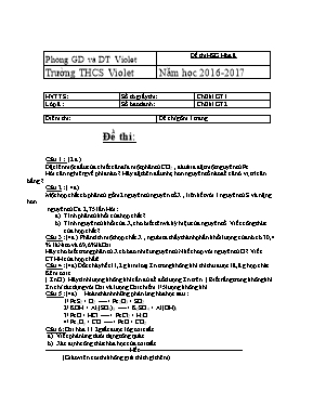 Đề thi học sinh giỏi Hóa 8 năm học 2016 - 2017